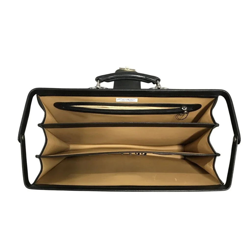 Elegant Black Leather Italian Briefcase Professional Business Luxury Bag